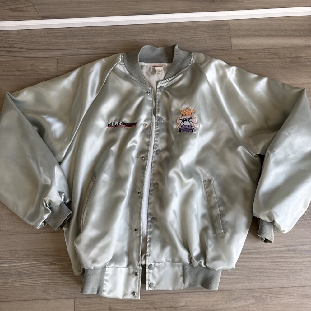 Vintage Hartwell Men's Jacket‎ Triple Crown Horse Logo Satin Snap Pockets XL ABC